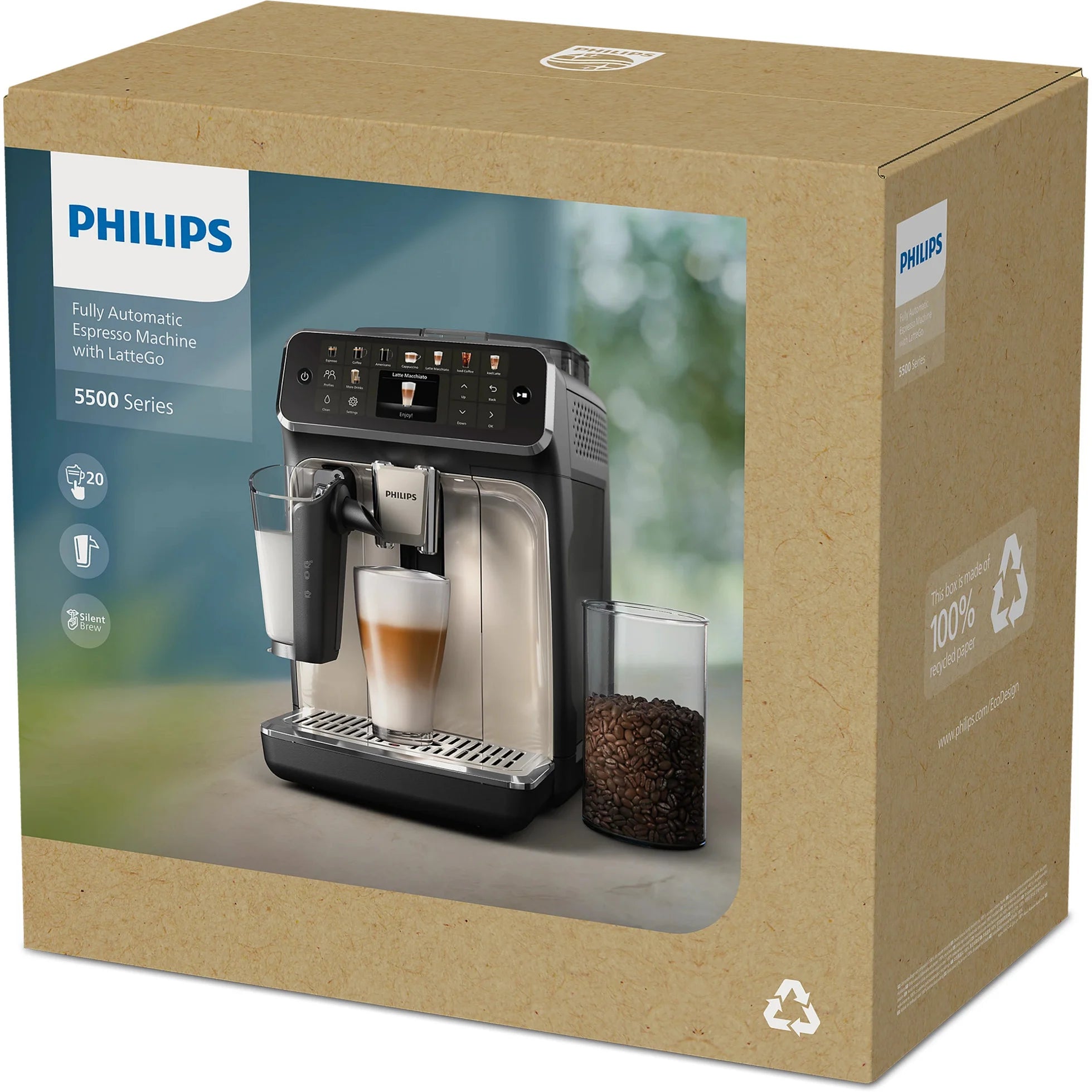 PHILIPS EP5447/90 Series 5400 LatteGo 11 Coffee Specialties Fully Automatic Coffee Machine Black/Chrome